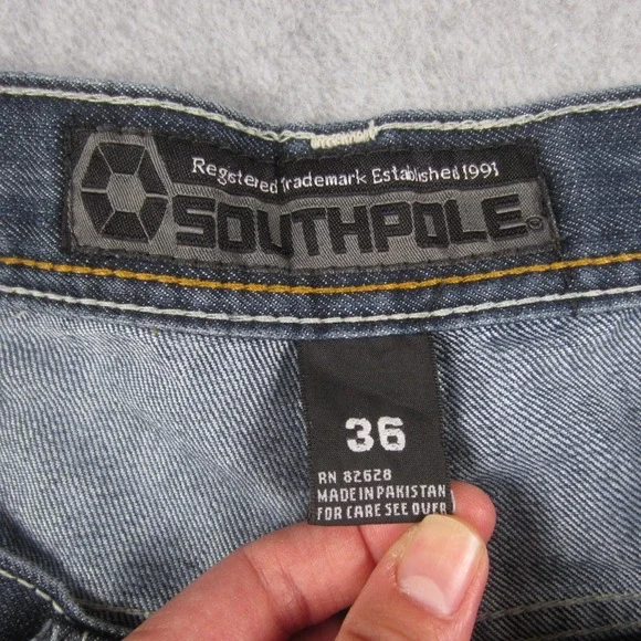 VINTAGE Southpole Jeans Mens 36 Blue Baggy Skater Hip Hop‎ Yellow Tab Y2K 90s